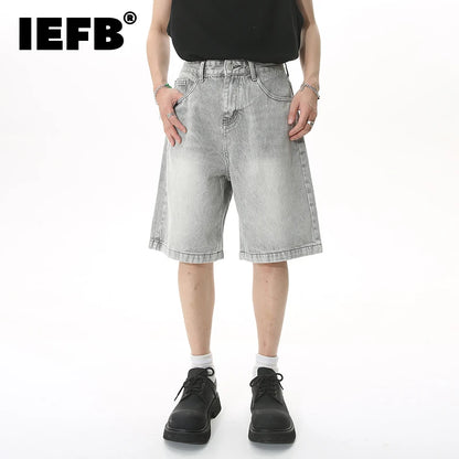 Men's Casual Loose Fit Denim Shorts with Mid-Waist and Knee-Length Design, Perfect for Everyday Wear and Street Style