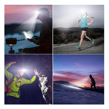 Hands-Free Rechargeable LED Headlamp with Motion Sensor Control, Wide Beam Design, and Adjustable Headband, Ideal for Nighttime Activities, Work, and Outdoor Adventures