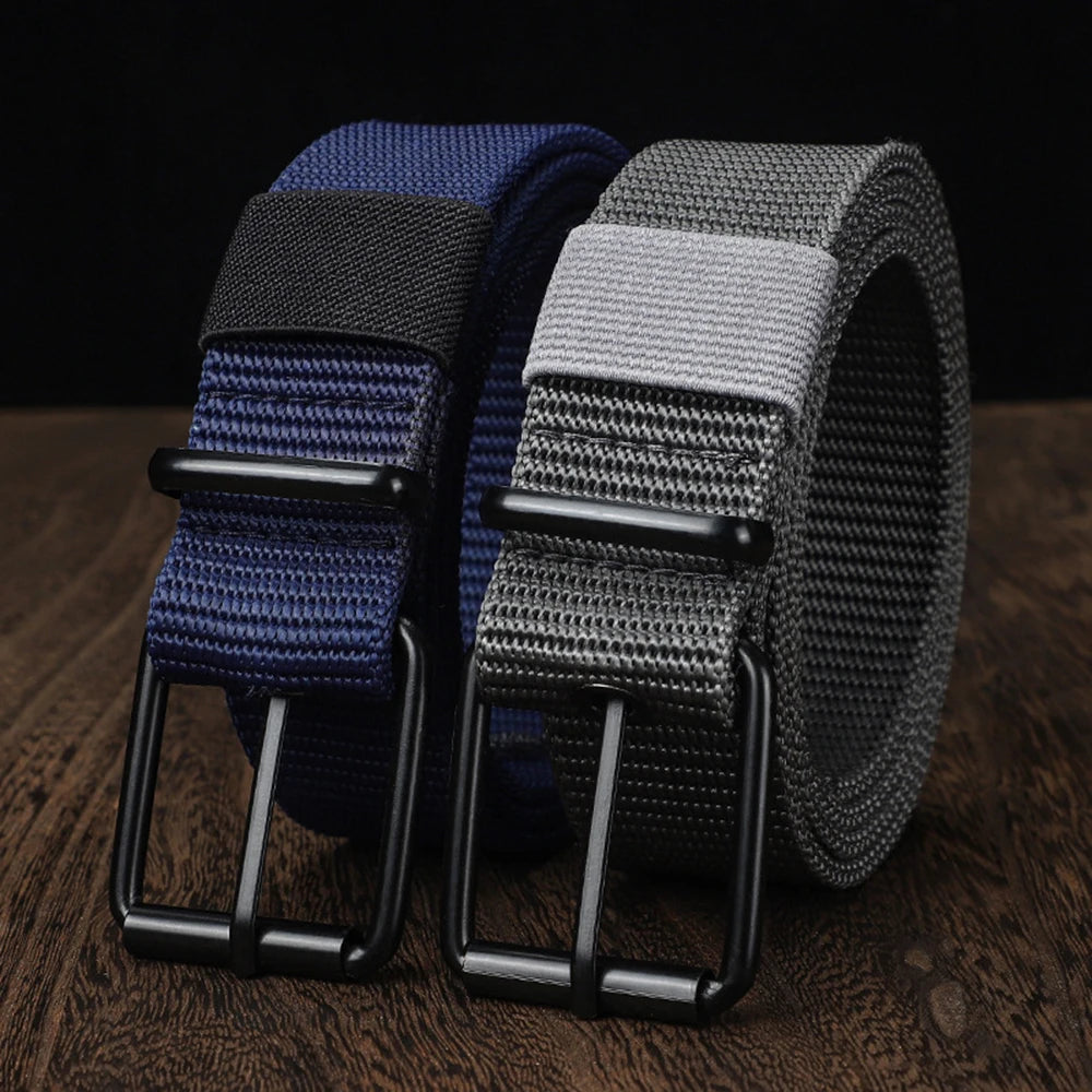 Men's Durable Woven Canvas Belt with Adjustable Metal Buckle in Multiple Styles