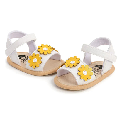 Adorable Baby Girl Sandals with Floral Accents and Adjustable Straps for Summer Wear