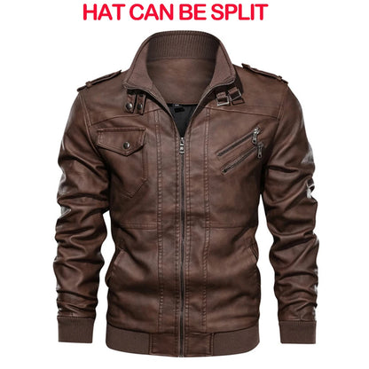 Men's Leather Motorcycle Jacket - Casual PU Biker Coat, Fall Fashion