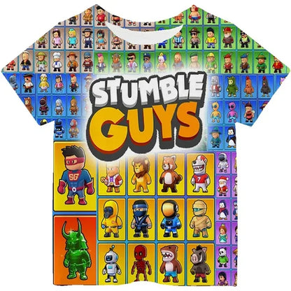 Stumble Guys Kids' T-Shirt with Colorful Cartoon Graphics – Fun and Comfortable Casual Wear for Boys and Girls