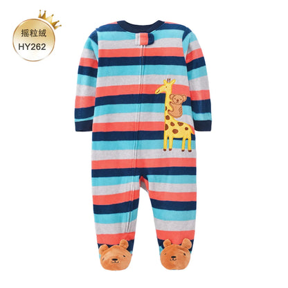 Adorable Animal-Themed Baby Footed Pajamas, Cozy Long-Sleeve Sleepers with Zipper Closure, Soft and Warm Infant Onesies, Various Cute Designs for Boys and Girls