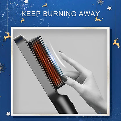 Advanced Hair Straightening Brush with Ionic Technology and Adjustable Heat Settings for Smooth, Frizz-Free Styling