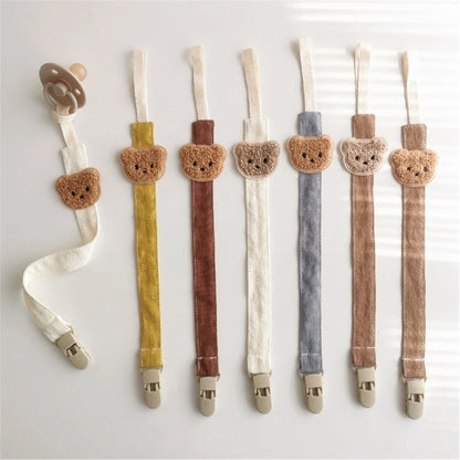 Adorable Bear-Themed Baby Pacifier Clips with Crocheted Bear Designs and Soft Fabric Straps for Secure Attachment