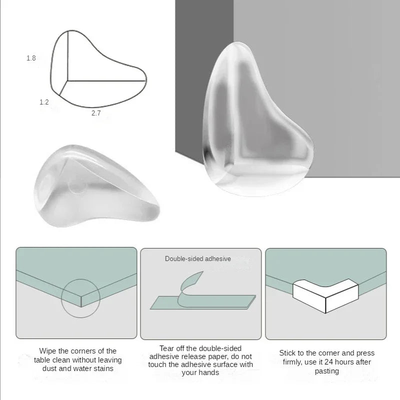 10-Pack Soft Silicone Corner Protectors for Baby Safety with Strong Adhesive for Easy Installation on Furniture Edges