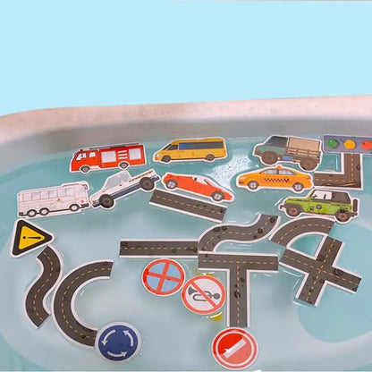 Engaging Bath Time Traffic-Themed Foam Stickers for Kids with Vehicles and Road Signs