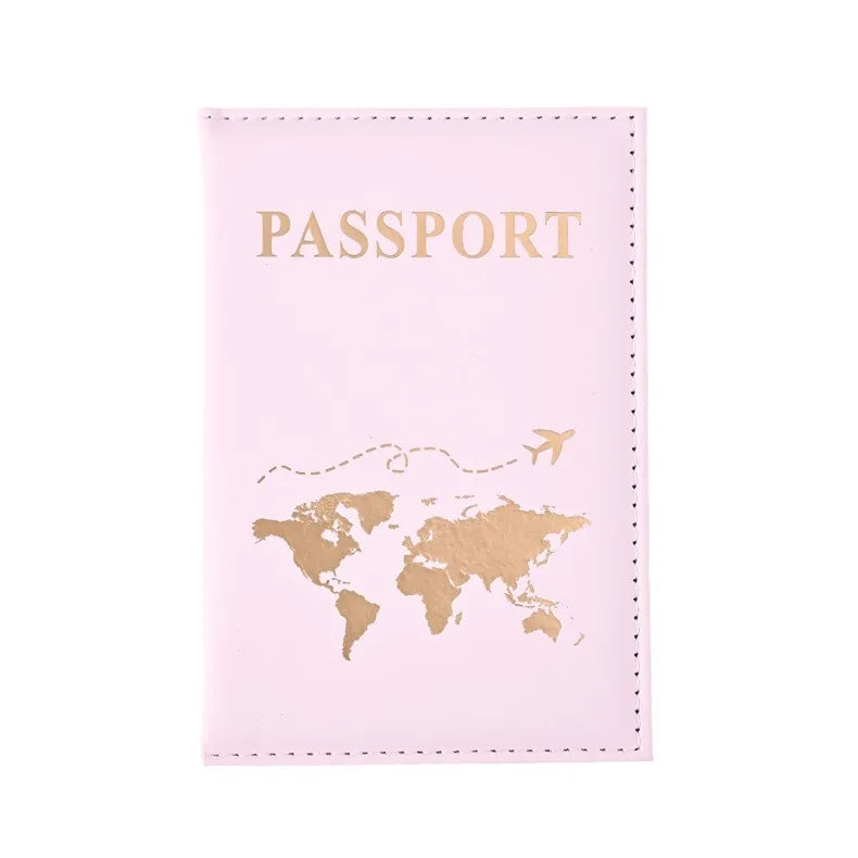 Stylish Passport Holders with World Map Design, Travel Wallets for Secure Document and Card Storage, Available in Multiple Elegant Shades