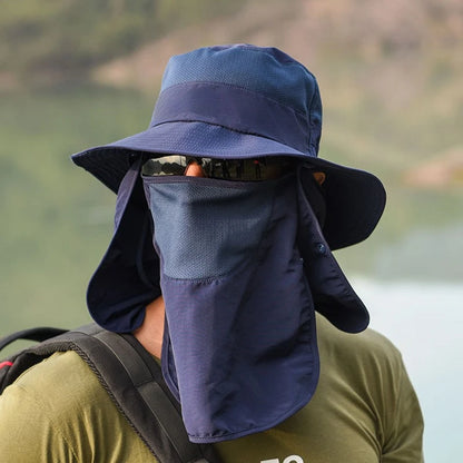 Outdoor Sun Protection Fishing Hat with Detachable Face and Neck Cover for Full UV Shielding