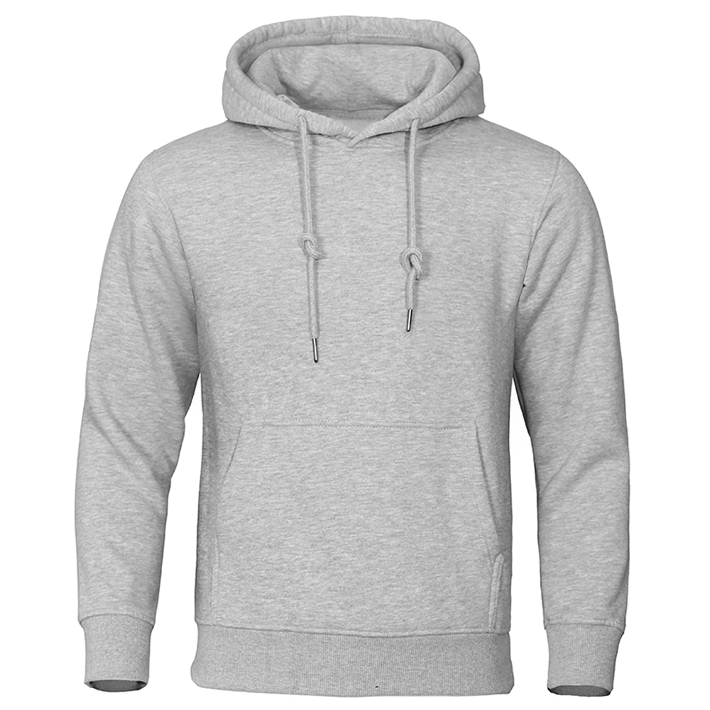 Men's Basic Pullover Hoodie with Adjustable Drawstring and Front Kangaroo Pocket