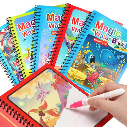 Interactive Water Drawing Books for Kids with Magic Pen, Reusable Educational Coloring Activity for Early Learning and Creativity Development