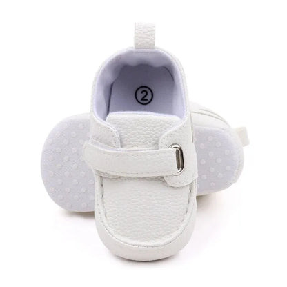 Soft Sole Baby Moccasins with Adjustable Hook & Loop Closure for Boys and Girls - Non-Slip First Walking Shoes with Durable Stitching