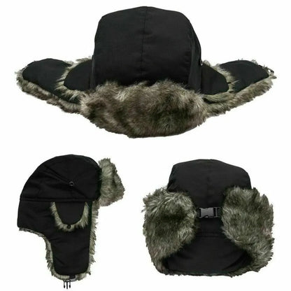 Winter Faux Fur Trapper Hat with Ear Flaps and Adjustable Strap for Ultimate Warmth and Wind Protection