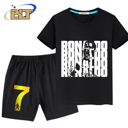 Stylish Soccer Star T-Shirt and Shorts Set for Kids – Perfect for Young Football Fans