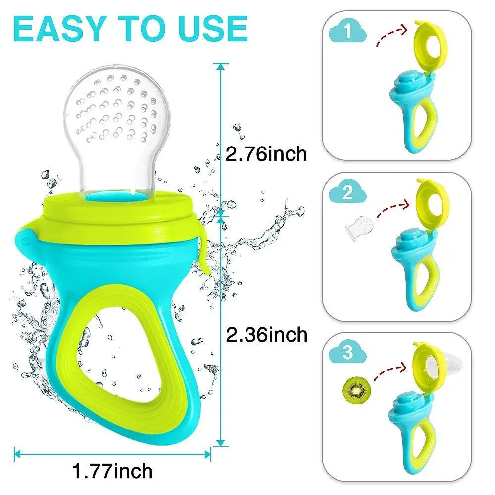 Versatile Baby Food Feeder Set with Replaceable Silicone Teats and Food Dispensing Spoon for Safe and Easy Feeding