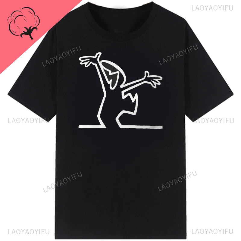 Men's Short Sleeve T-Shirt with Abstract Graphic Print and Minimalist Design for Casual and Streetwear Fashion