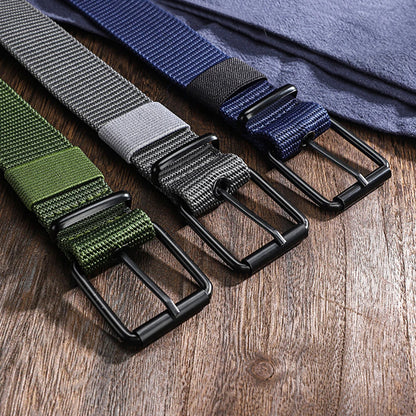 Men's Durable Woven Canvas Belt with Adjustable Metal Buckle in Multiple Styles