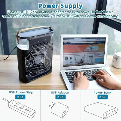 Portable Air Cooler with Built-in Fan, Humidifier, and LED Display, Ideal for Personal Cooling and Air Circulation