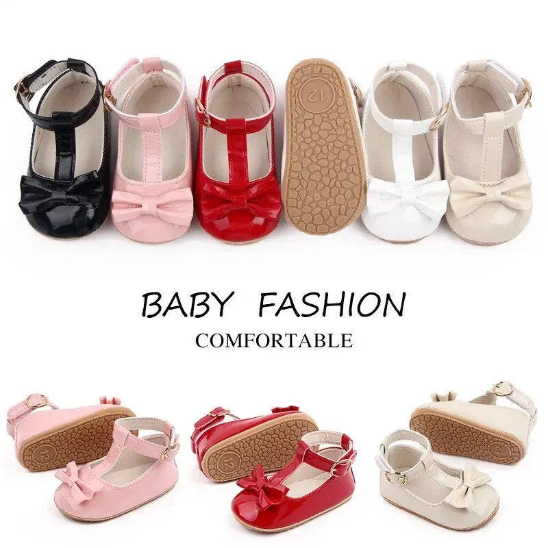 Stylish Baby Girl Mary Jane Shoes with Bow Detail and Adjustable Strap