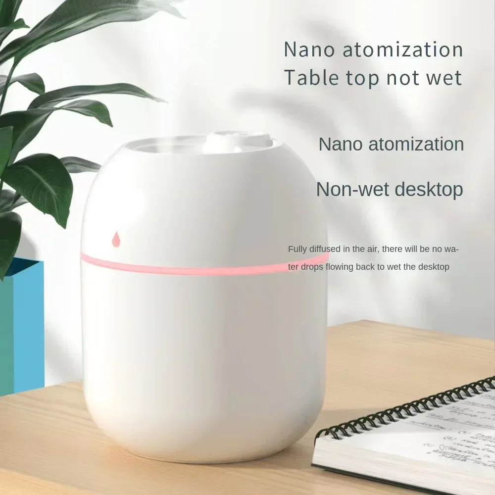 Compact USB-Powered Humidifier with Two-Mode Adjustable Mist Output and Night Light for Home and Office Use