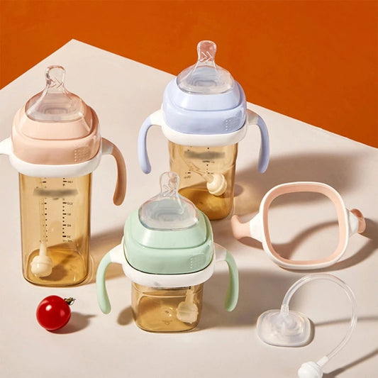 Leak-Proof Baby Training Bottles with Removable Handles and Soft Silicone Nipples, Anti-Colic Design, Ideal for Easy Transition from Bottle to Cup