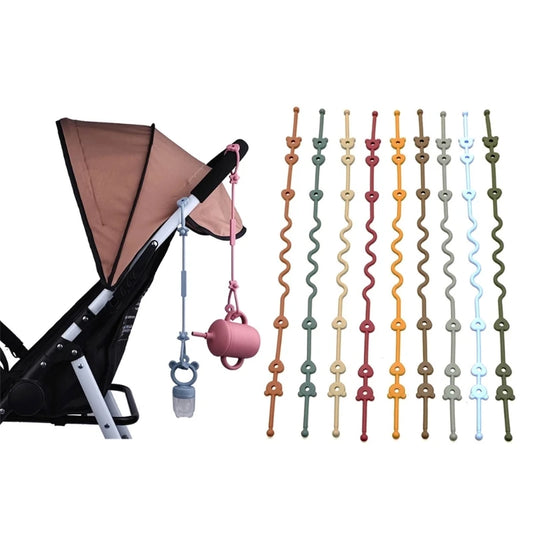 Adjustable Stroller Accessory Holder Straps for Baby Bottles and Toys with Secure Attachment Clips