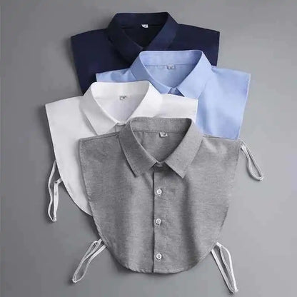 Detachable Half-Shirt Collar Bib with Button-Down Design for Layering and Fashionable Look