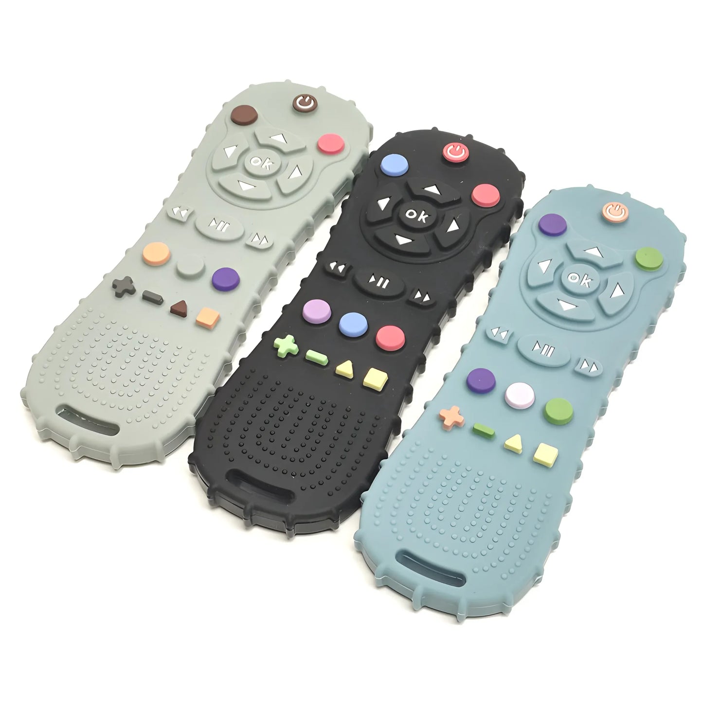 Ergonomic Silicone Remote Control Cover with Textured Grip and Colorful Button Accents