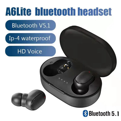 A6Lite Wireless Bluetooth 5.1 Earbuds with IP4 Waterproof Rating, HD Voice Quality, and Portable Charging Case, Ideal for Seamless Connectivity and High-Definition Audio