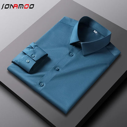 Premium Long Sleeve Dress Shirt for Men with Turn-Down Collar and Button Cuffs - Ideal for Formal and Business Wear