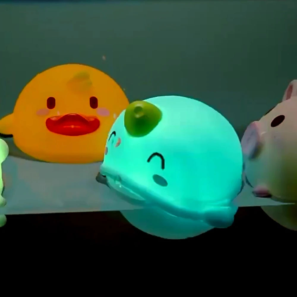 Set of Light-Up Floating Bath Toys with Catching Net, Fun Interactive Water Play for Toddlers and Kids, Battery-Powered Glowing Animal Figures