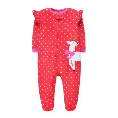 Adorable Animal-Themed Baby Footed Pajamas, Cozy Long-Sleeve Sleepers with Zipper Closure, Soft and Warm Infant Onesies, Various Cute Designs for Boys and Girls