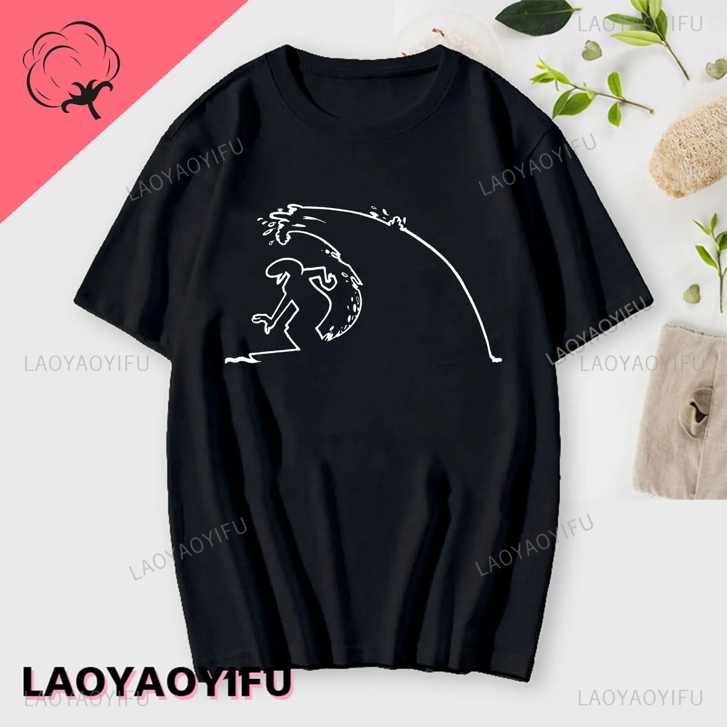 Men's Short Sleeve T-Shirt with Abstract Graphic Print and Minimalist Design for Casual and Streetwear Fashion