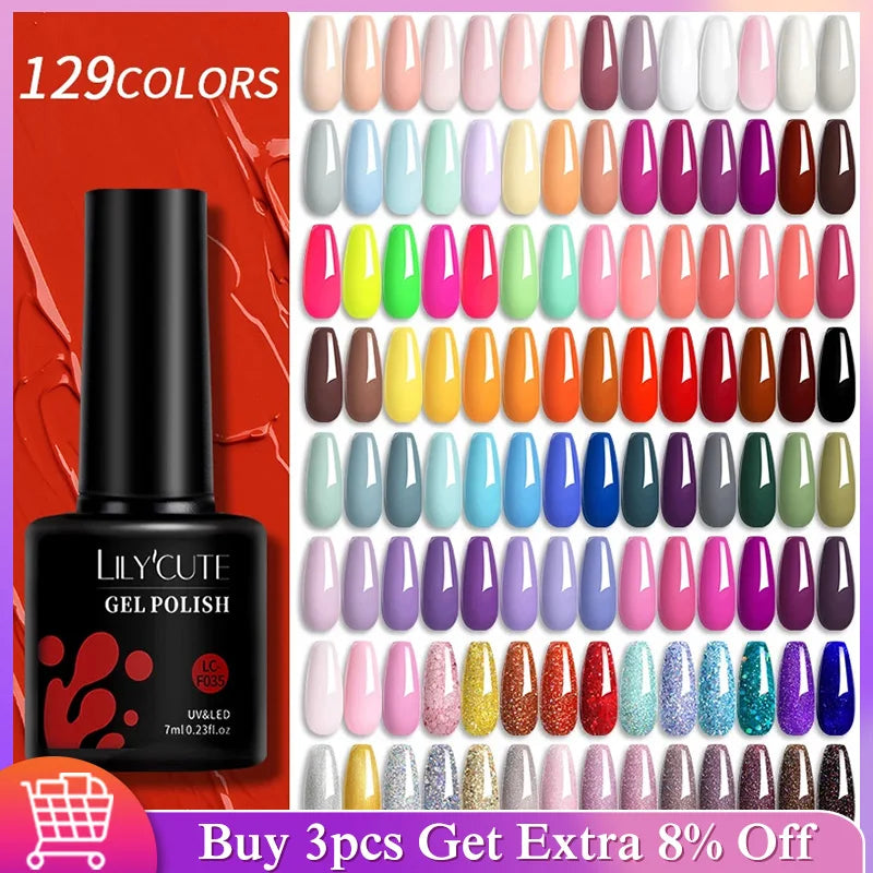 129-Color Gel Nail Polish Set with UV & LED Compatibility, Long-Lasting Formula, and High-Gloss Finish for Professional and Home Manicures