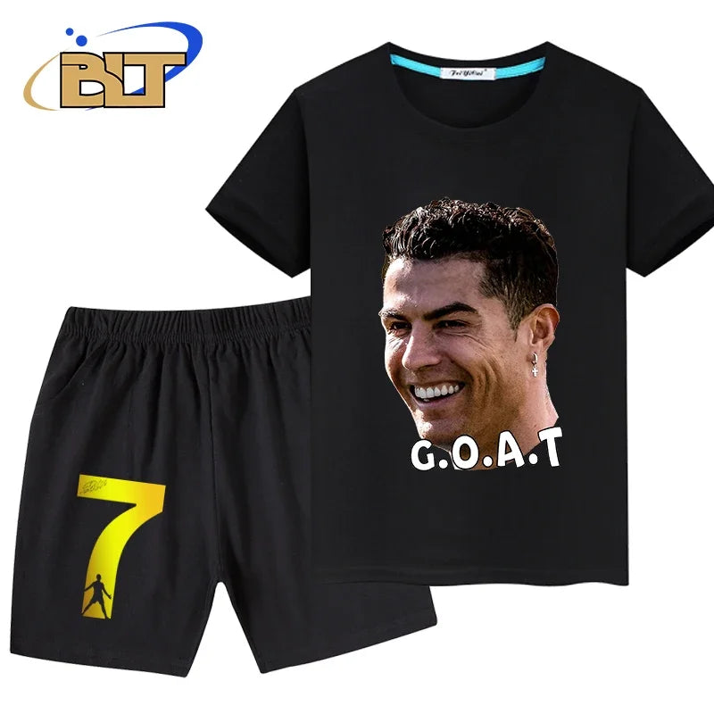 Stylish Soccer Star T-Shirt and Shorts Set for Kids – Perfect for Young Football Fans