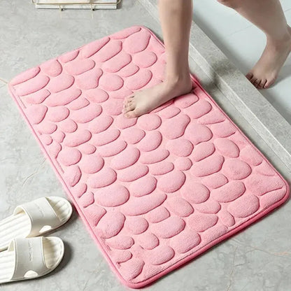 Soft and Absorbent Memory Foam Bath Mat with Non-Slip Backing and Textured Design for Comfortable and Safe Bathroom Uses