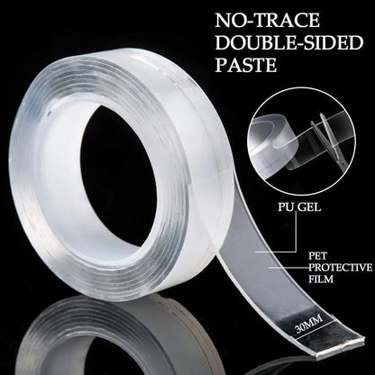 Reusable Heavy-Duty Nano Adhesive Tape, Double-Sided, Washable, and Removable, Ideal for Home, Office, and DIY Projects