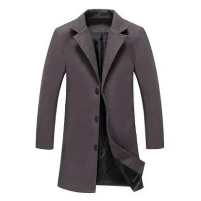 Men's Wool Blend Overcoat with Notched Lapel and Single-Breasted Closure for a Timeless and Sophisticated Look