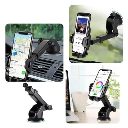 Upgraded Universal Car Phone Mount with Adjustable Arm and Strong Suction Cup for Secure Dashboard or Windshield Installation