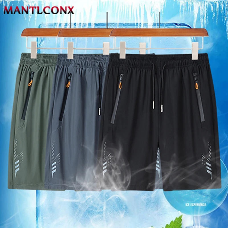 Men's Quick-Dry Athletic Shorts with Zipper Pockets and Reflective Accents, Featuring an Elastic Waistband and Drawstring Closure for Enhanced Comfort and Mobility