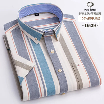 Classic Plaid Button-Down Men's Dress Shirts with Long Sleeves and Tailored Fit