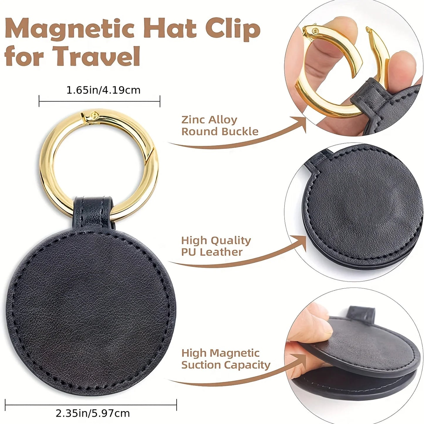 Elegant Leather Hat Clip Keychain for Securely Attaching Hats to Bags, Perfect for Travel and Outdoor Adventures, Available in Multiple Chic Designs