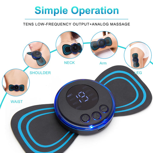 Portable TENS Unit Muscle Stimulator with Adjustable Modes and Intensity Levels, Designed for Pain Relief and Muscle Relaxation on Neck, Shoulder, Arm, Waist, and Legs