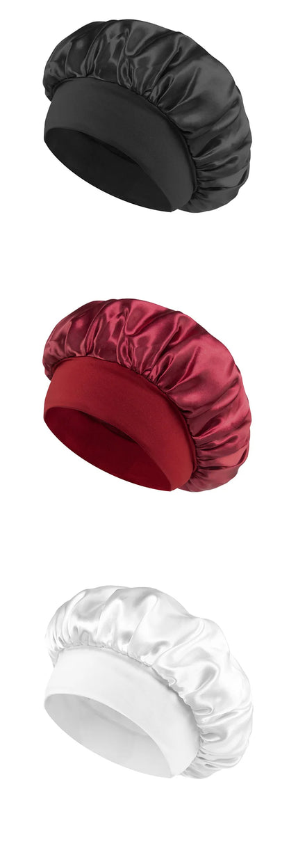 Luxury Satin Bonnet with Wide Elastic Band for Hair Protection and Comfortable Sleep