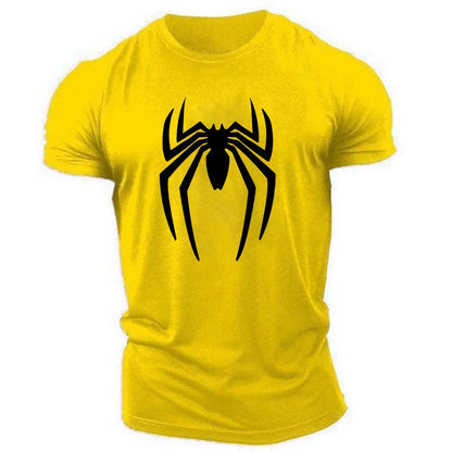 Men's Sports T-Shirt with Bold Spider Symbol Design and Short Sleeves