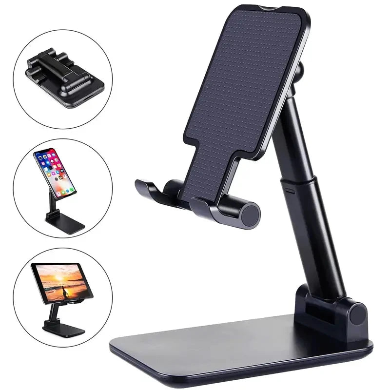 Adjustable Foldable Phone and Tablet Stand with Anti-Slip Base and Height/Angle Adjustment for Hands-Free Viewing and Comfortable Use