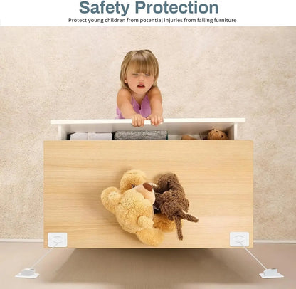 Child Safety Furniture Anti-Tip Straps with Adjustable Locks for Preventing Furniture from Tipping and Ensuring Child Safety