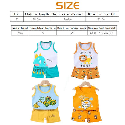 Cute Sleeveless Summer Outfits for Toddlers Featuring Playful Animal and Vehicle Designs