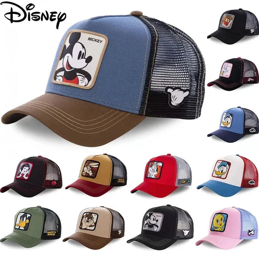 Vintage Cartoon Character Trucker Cap with Mesh Back and Adjustable Snapback Closure for Casual Wear