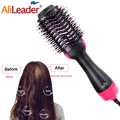 3-in-1 Hair Dryer Brush for Volumizing, Straightening, and Curling with Multi-Level Heat Settings and Ergonomic Handle for Easy Styling